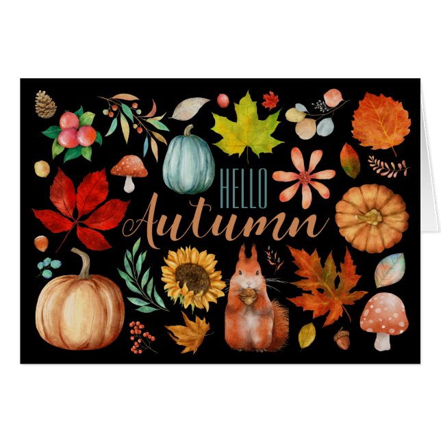Tarjeta de saludo de otoño (Anverso (Horizontal))