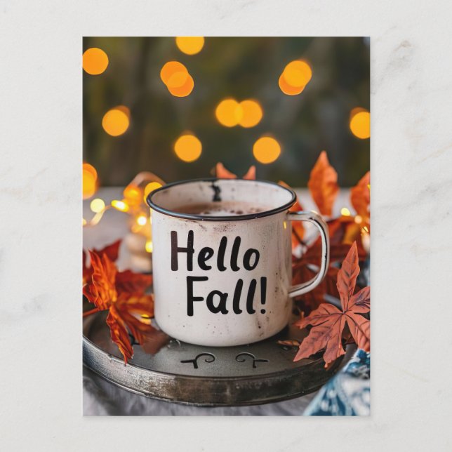 Tarjeta de saludo de Otoño con taza (Anverso)