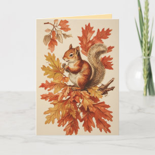 Tarjeta de saludo de otoño de ardilla