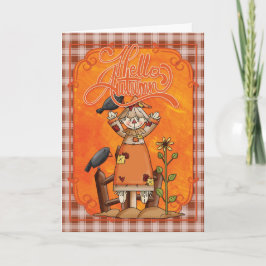 Tarjeta de saludo de otoño de Scarecrow