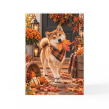 Tarjeta de saludo de otoño de Shiba Inu