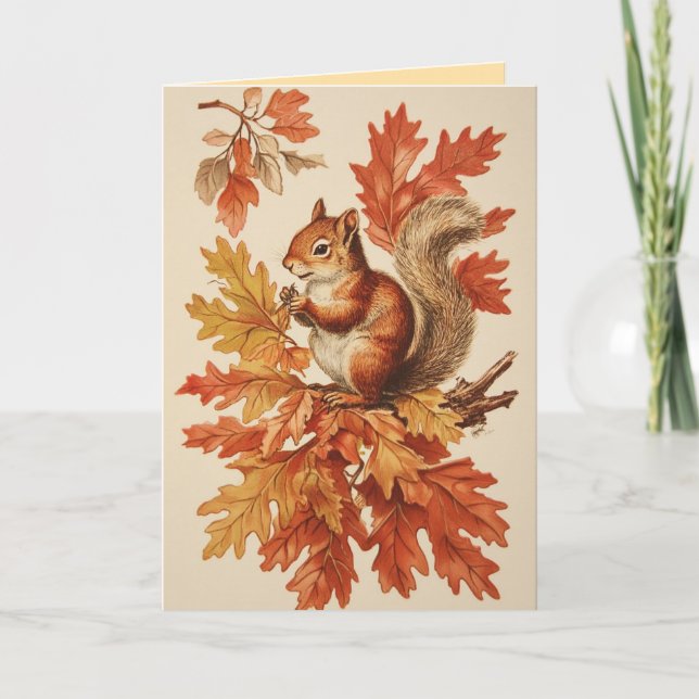 Tarjeta de saludo de otoño de Squirrel (Anverso)
