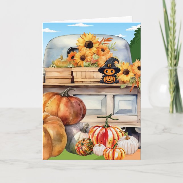 Tarjeta de saludo de otoño o Halloween (Anverso)