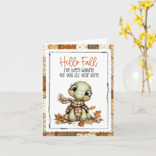 Tarjeta de saludo de otoño, tarjeta de tortuga de 