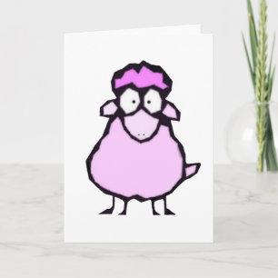 Tarjeta de saludo de oveja rosa
