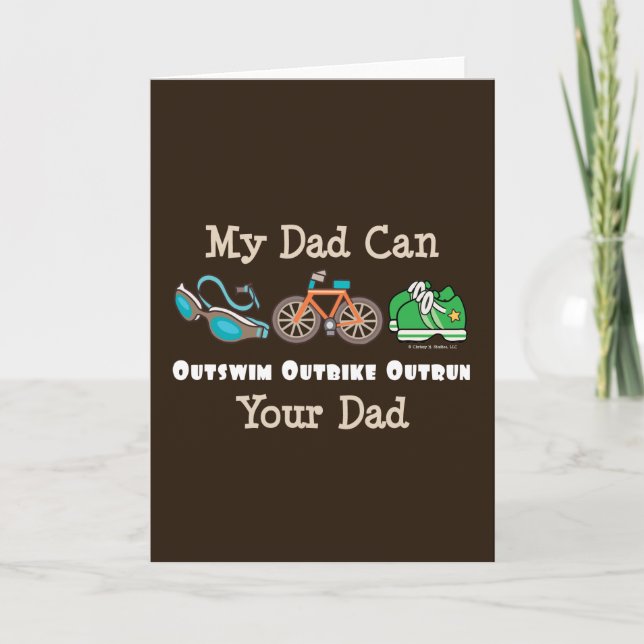 Tarjeta de saludo de papá Outbike Outrun Triathlon (Anverso)