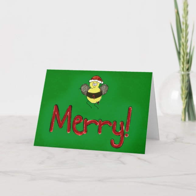 Tarjeta de saludo de papel de merry Christmas Bee (Anverso)