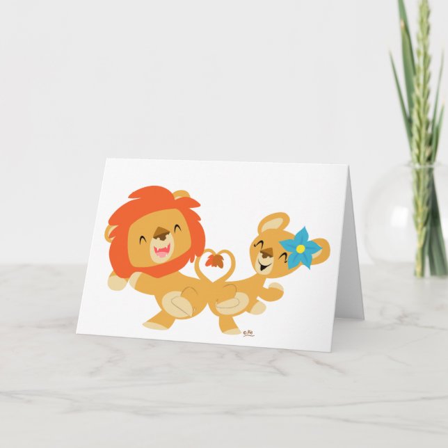 Tarjeta de saludo de pareja de leones de San Valen (Anverso)