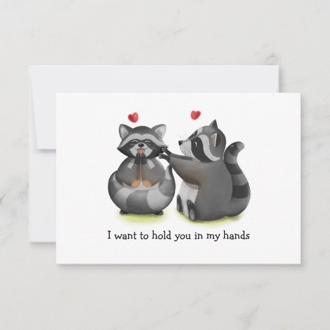 Tarjeta de saludo de pareja Raccoon romántica de S (Anverso)