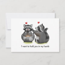 Tarjeta de saludo de pareja Raccoon romántica de S