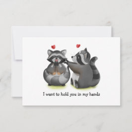Tarjeta de saludo de pareja Raccoon romántica de S