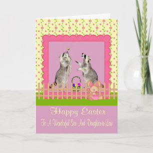Tarjeta De Saludo De Pascua A Hijo Y Hija De La Le