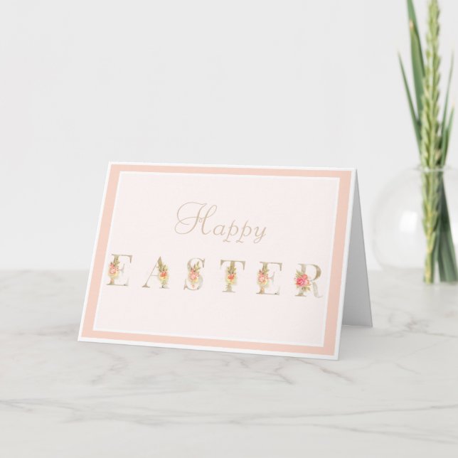 Tarjeta de saludo de Pascua con Floral Rosa (Anverso)