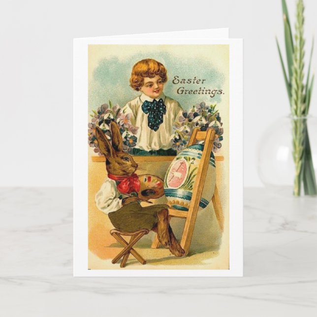 Tarjeta de saludo de Pascua de Conejo Artista (Anverso)