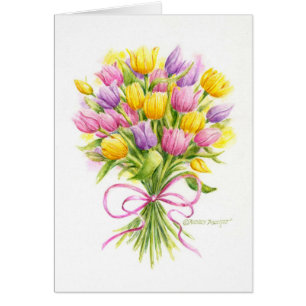 Tarjeta de saludo de Pascua Hermoso Tulip Bouquet