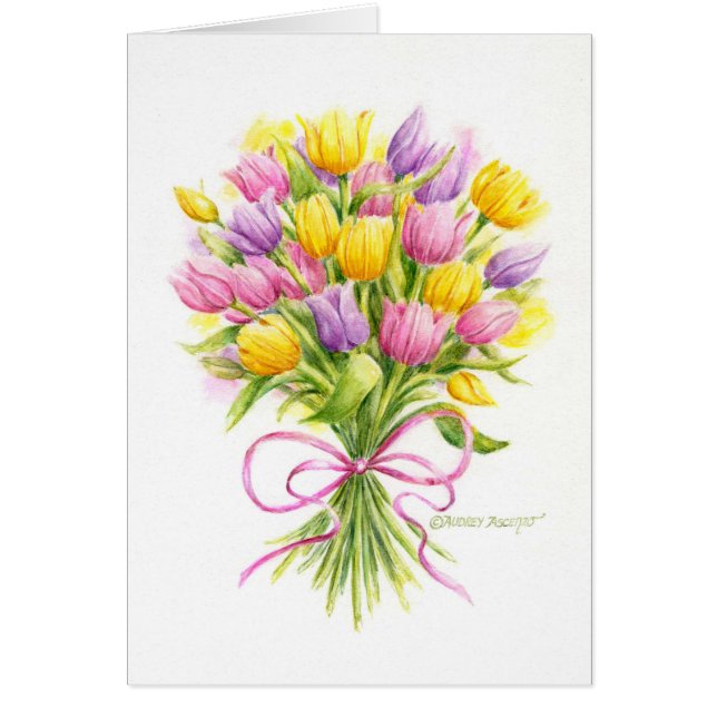 Tarjeta de saludo de Pascua Hermoso Tulip Bouquet (Frente)