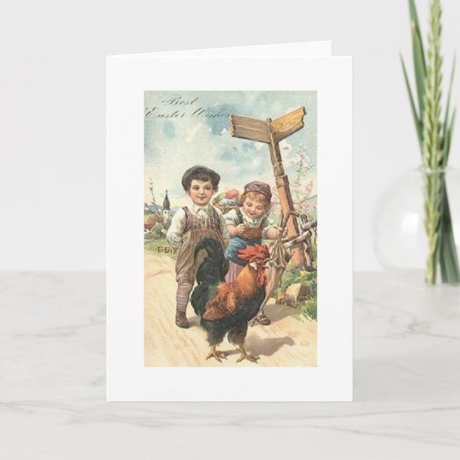 Tarjeta de saludo de Pascua para Niños Victorianos (Anverso)