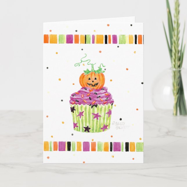 Tarjeta de saludo de pastel de calabaza de Hallowe (Anverso)