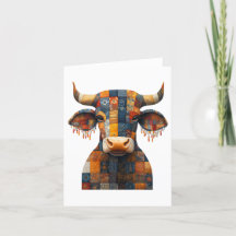 Tarjeta de saludo de Patchwork Bull