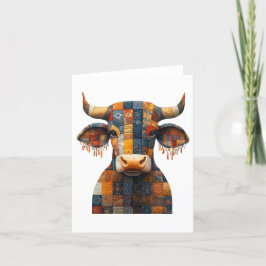 Tarjeta de saludo de Patchwork Bull