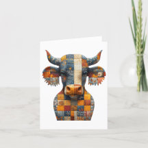 Tarjeta de saludo de Patchwork Bull