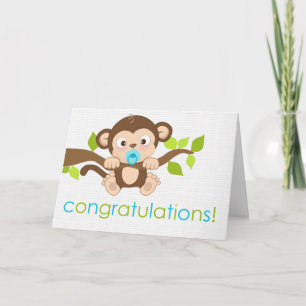 Tarjeta de saludo de pequeño mono