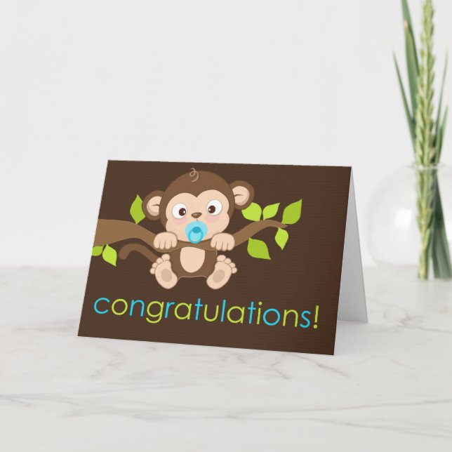 Tarjeta de saludo de pequeño mono (Anverso)