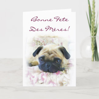 Tarjeta de saludo de perro Bonne fête des mères Pu