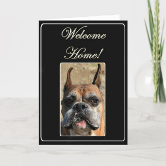 Tarjeta de saludo de perro boxeador de bienvenida