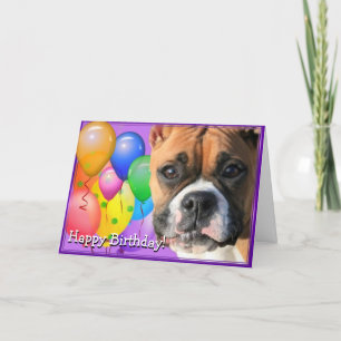Tarjeta de saludo de perro boxeador de cumpleaños