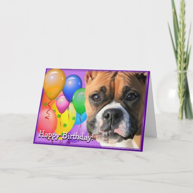 Tarjeta de saludo de perro boxeador de cumpleaños (Anverso)