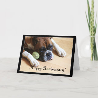 Tarjeta de saludo de perro boxeador de Feliz Anive
