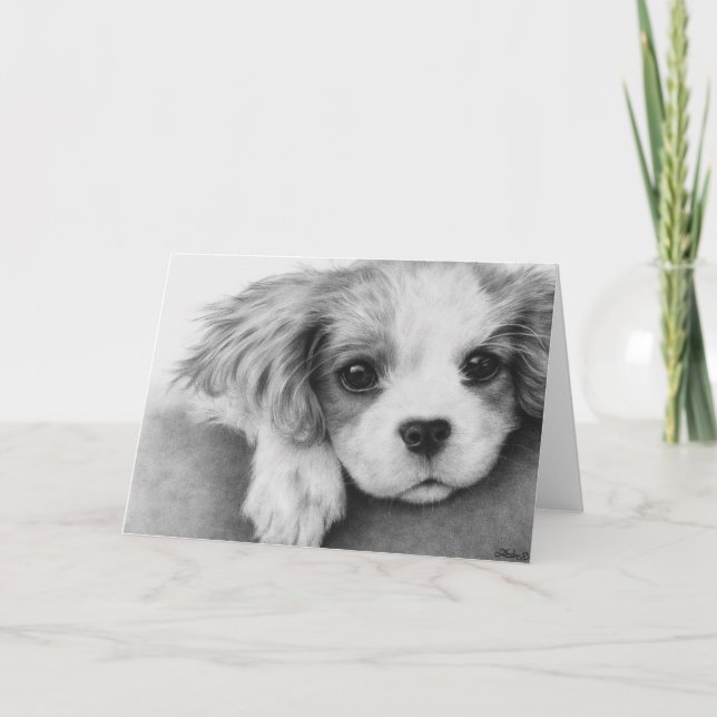 Tarjeta de saludo de perro Cavalier King Charles S (Anverso)