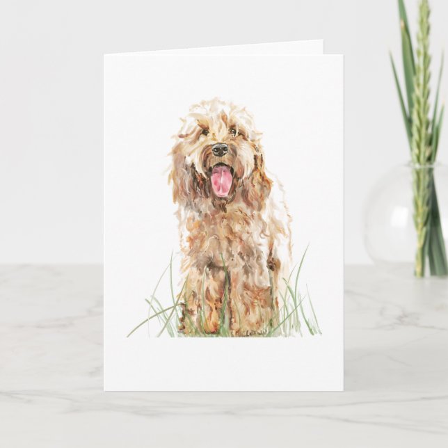 Tarjeta de saludo de perro Cockapoo – Arte de masc (Anverso)