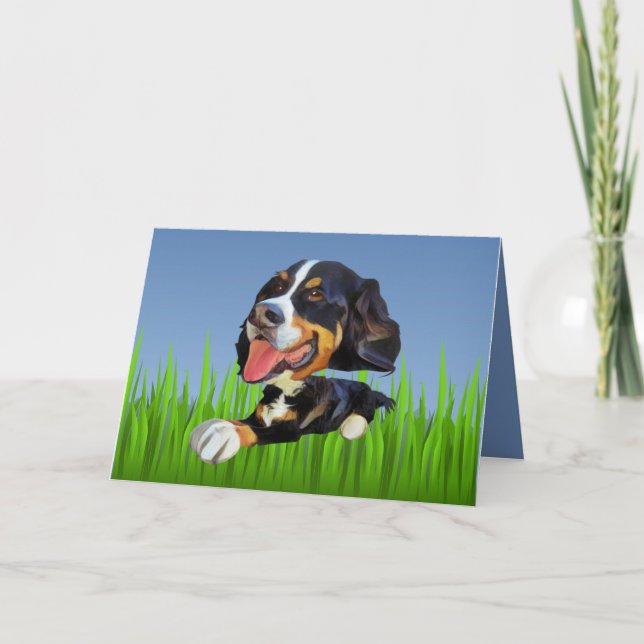 Tarjeta de saludo de Perro de Montaña Cute Bernese (Anverso)