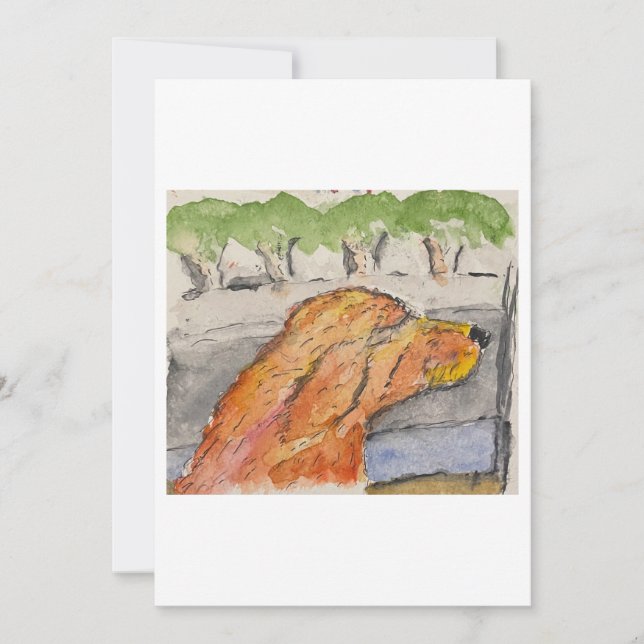 Tarjeta de saludo de perro en un coche (Anverso)