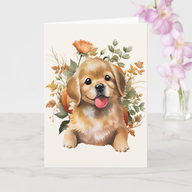 Tarjeta de saludo de perro, postal de cachorro lin (Orquídea)