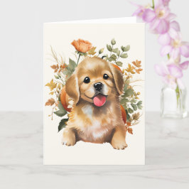 Tarjeta de saludo de perro, postal de cachorro lin