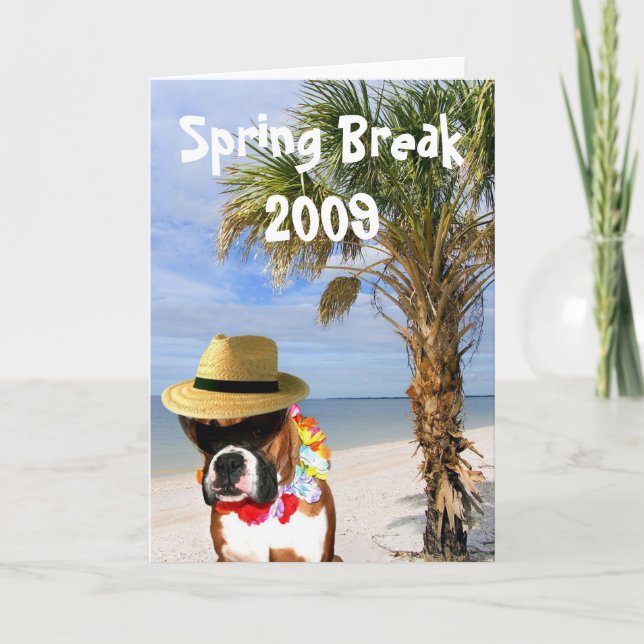 Tarjeta de saludo de perro Spring Break Boxer (Anverso)