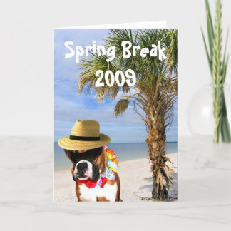 Tarjeta de saludo de perro Spring Break Boxer