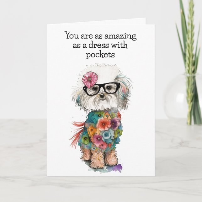 Tarjeta de saludo de perro, tarjeta de aliento (Anverso)