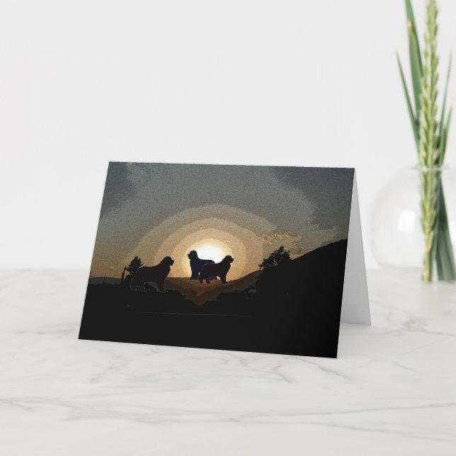 Tarjeta de saludo de perros de Terranova (Anverso)