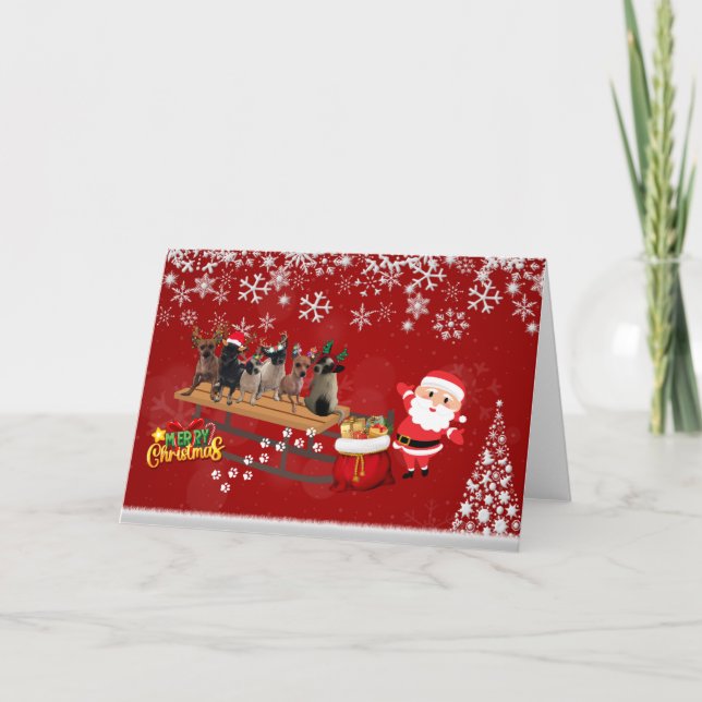 Tarjeta de saludo de perros renos navidades (Anverso)