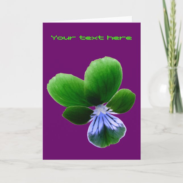 Tarjeta de saludo de Personalizable de Pansy Verde (Anverso)