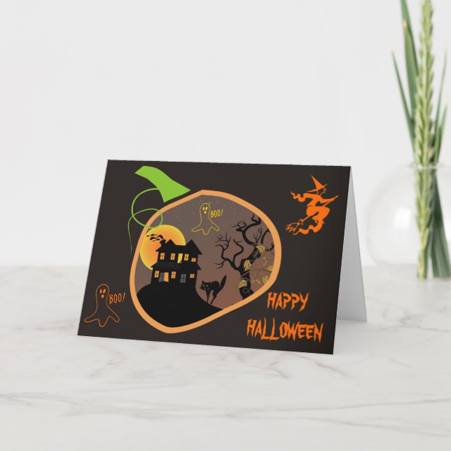 Tarjeta de saludo de Personalizado de Halloween en (Anverso)
