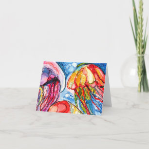 Tarjeta de saludo de pescado con gelatina en blanc