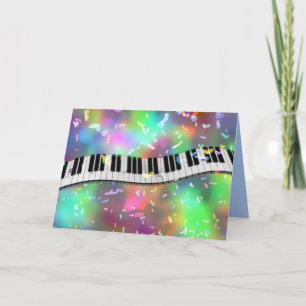 tarjeta de saludo de piano arco iris
