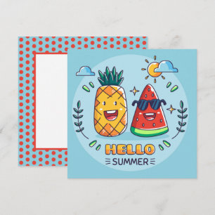 Tarjeta de saludo de piña de sandía de verano