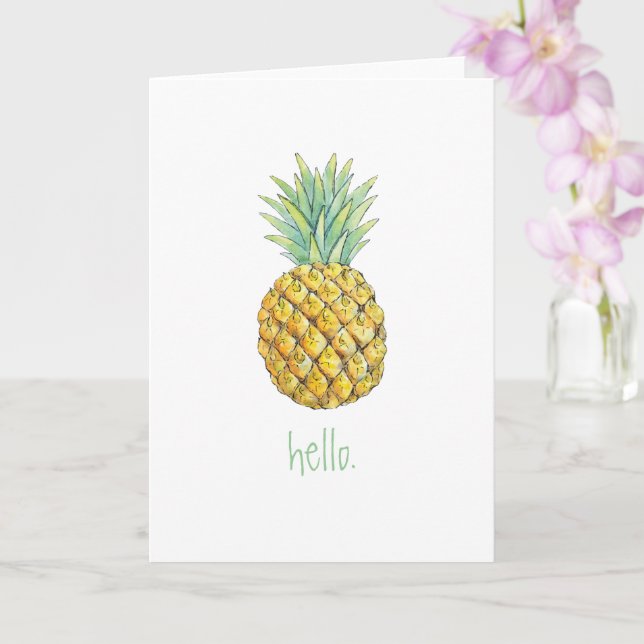 Tarjeta de saludo de Pineapple Hello (Orquídea)