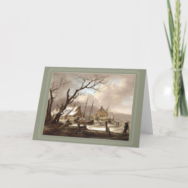 tarjeta de saludo de pintura de invierno (Anverso)